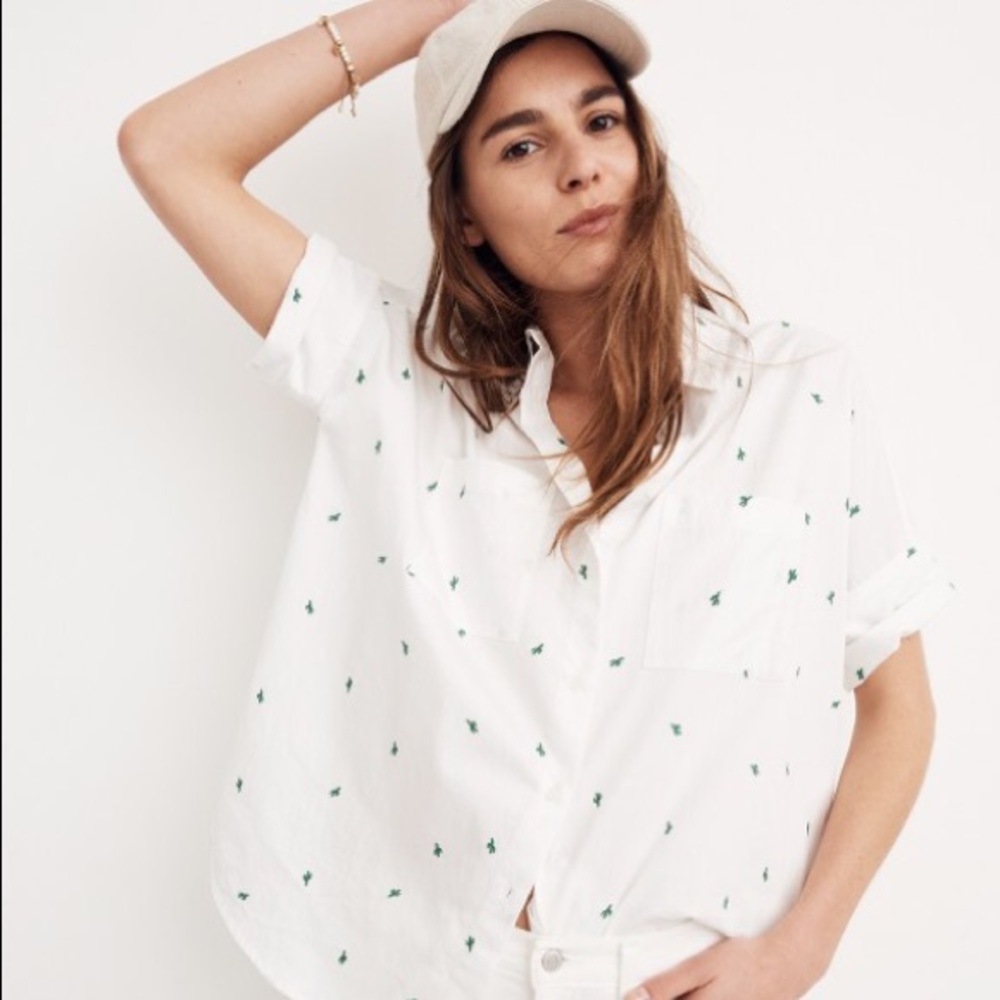 Madewell Embroidered Cactus Shirt